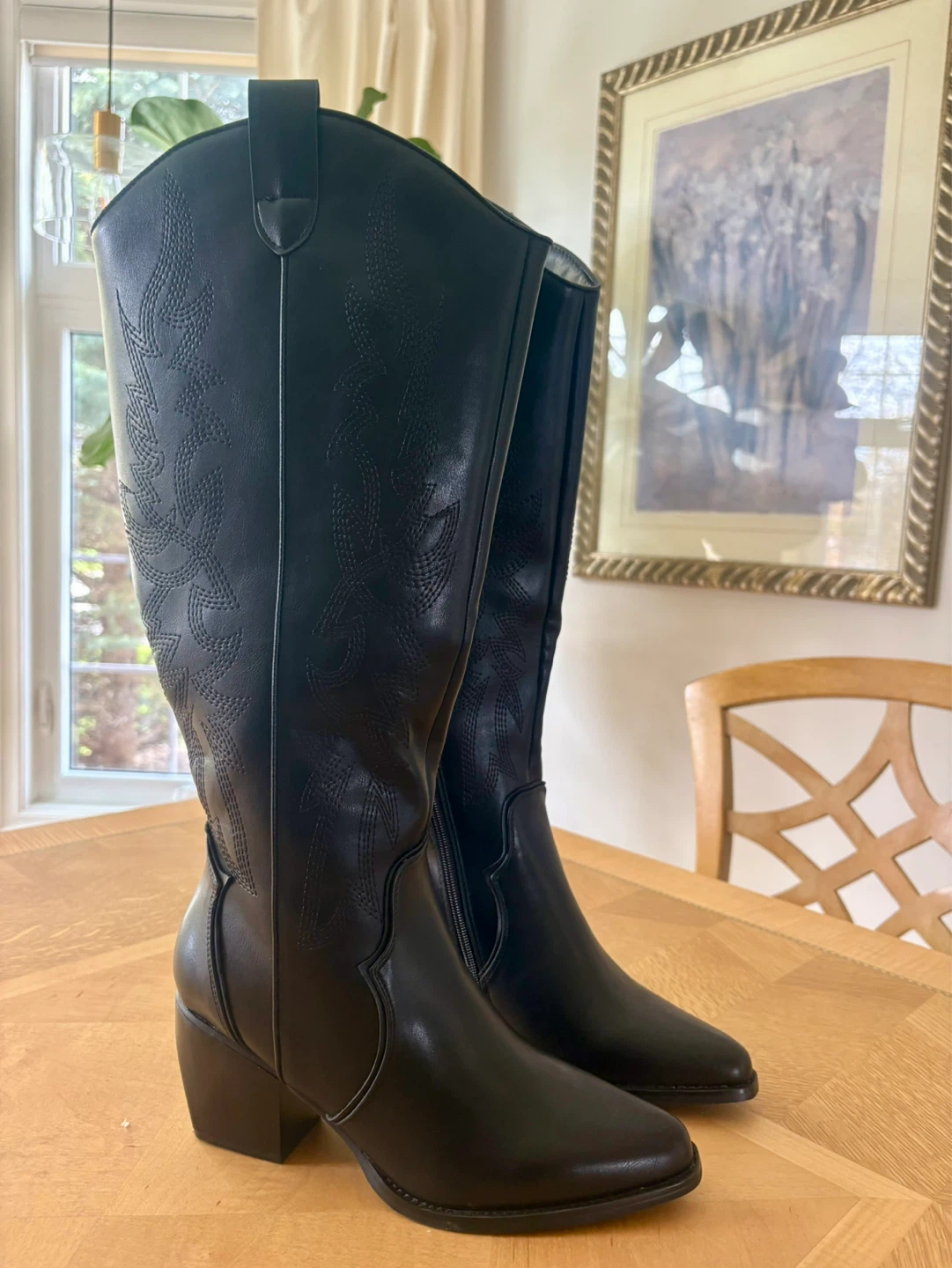 Black Cowboy Boots - Ladies Size 8