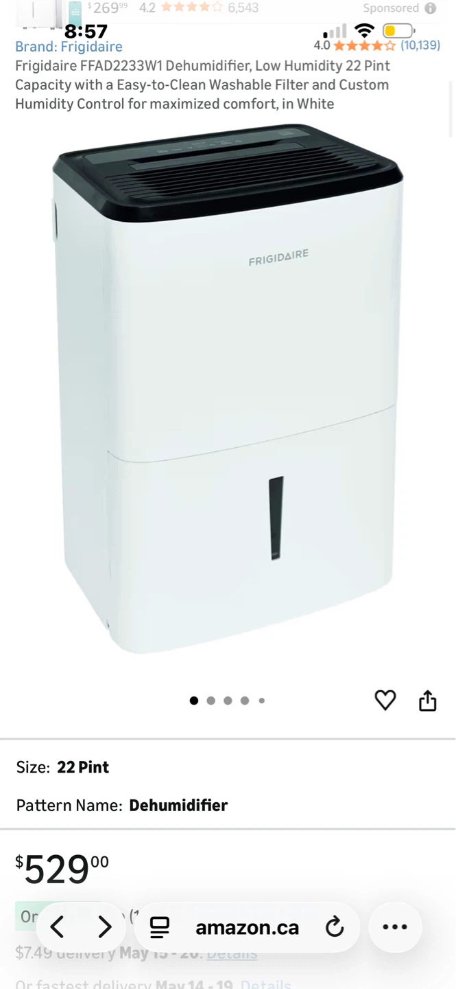Frigidaire FFAD2233W1 Dehumidifier - 22 Pint
