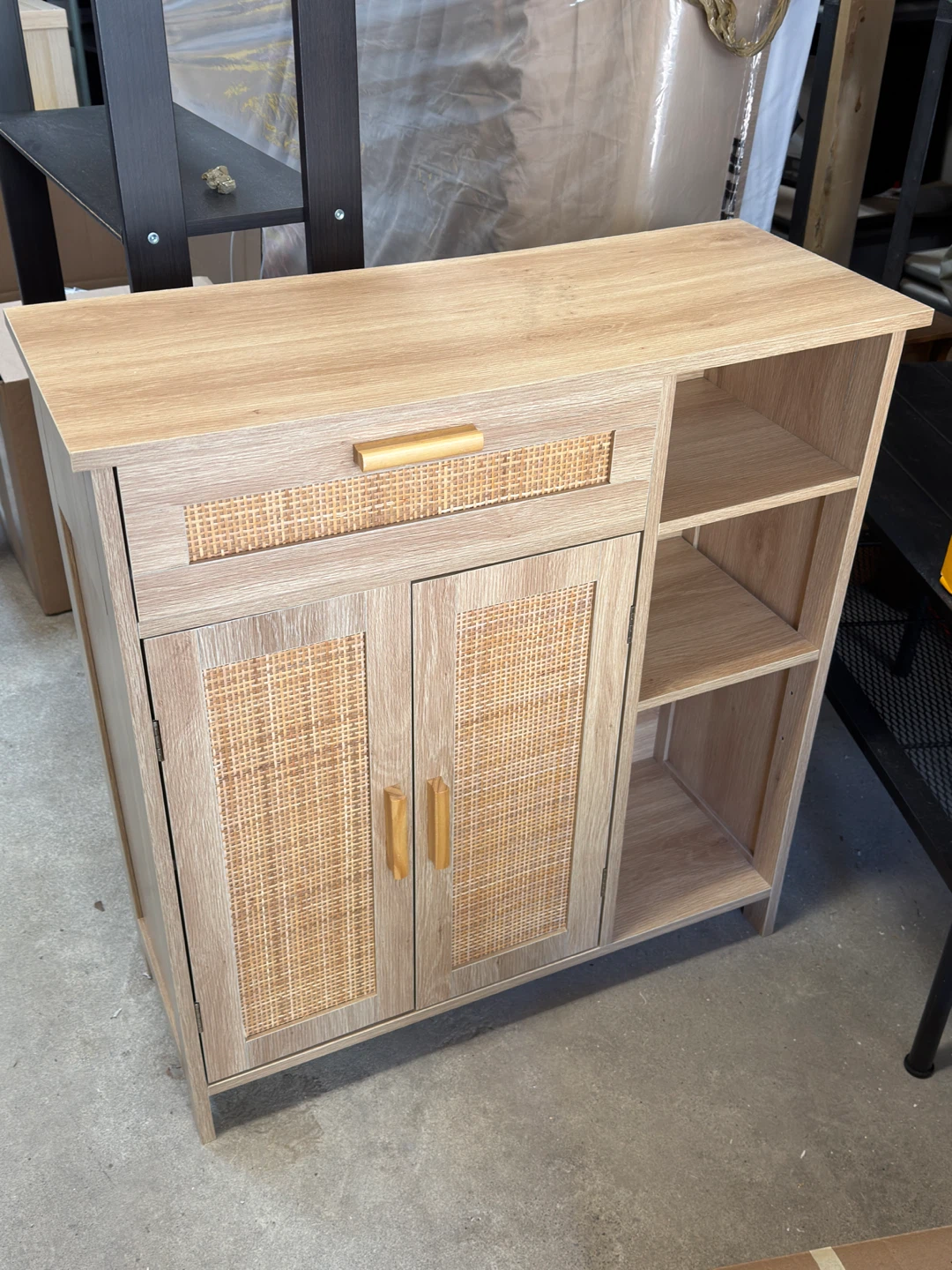 Light Oak Sideboard with Rattan Doors
