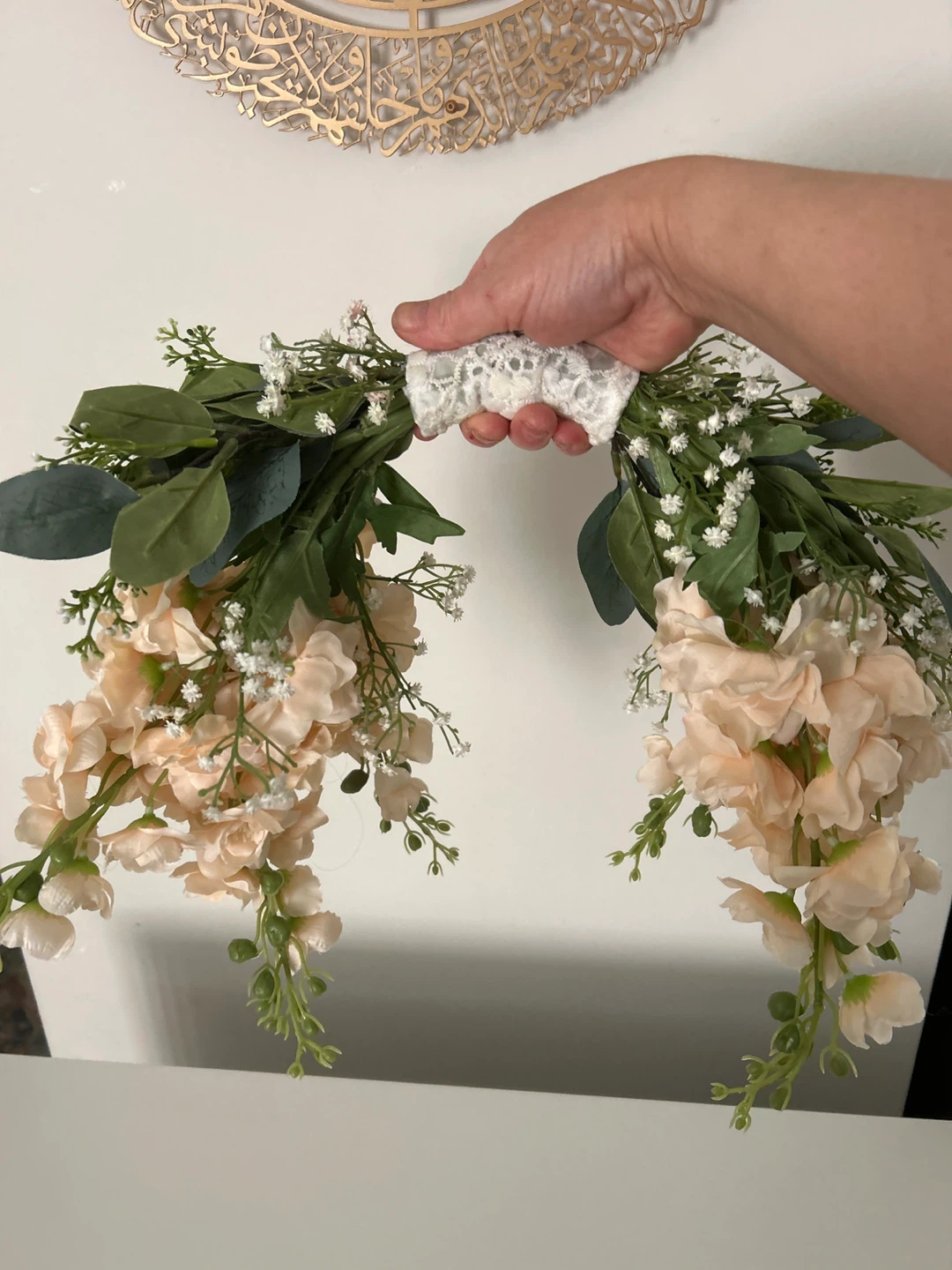 Peach & White Cascading Floral Arrangement