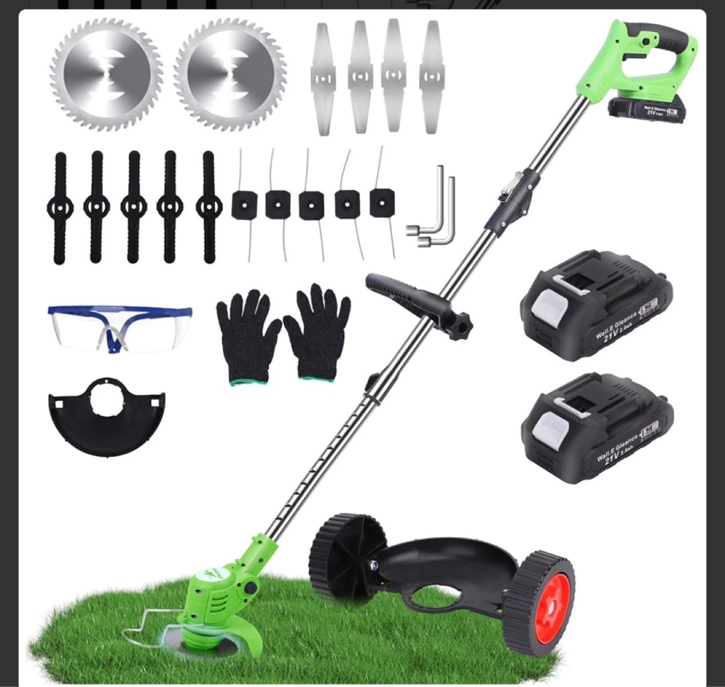 Wall.E Gleanco Electric Cordless String Trimmer with 2 Batteries