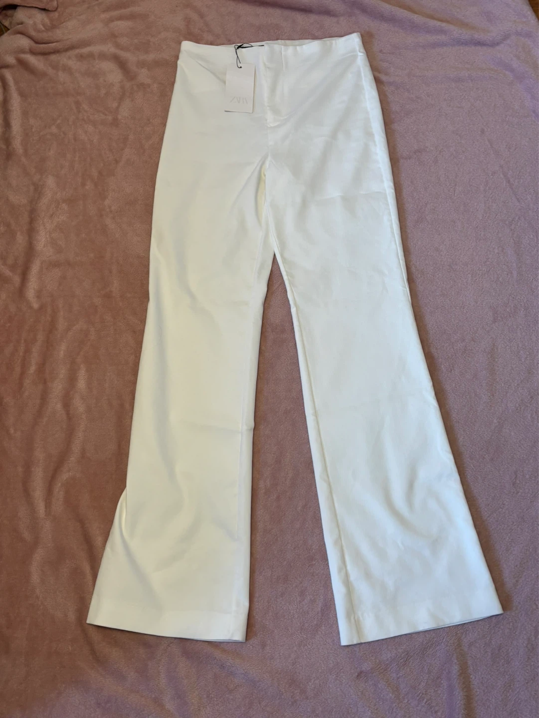ZARA White Flare Leg Pants - Size M