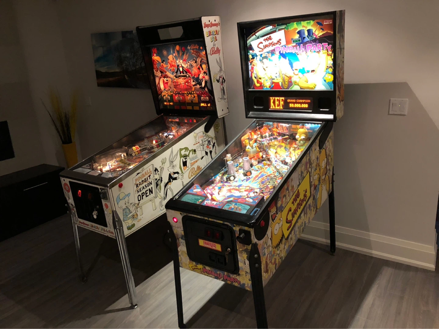 Simpsons and Bugs bunny Pinballs by Bally Pinball Machine