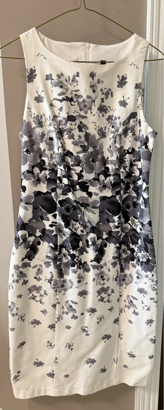 White & Black Floral Sleeveless Dress