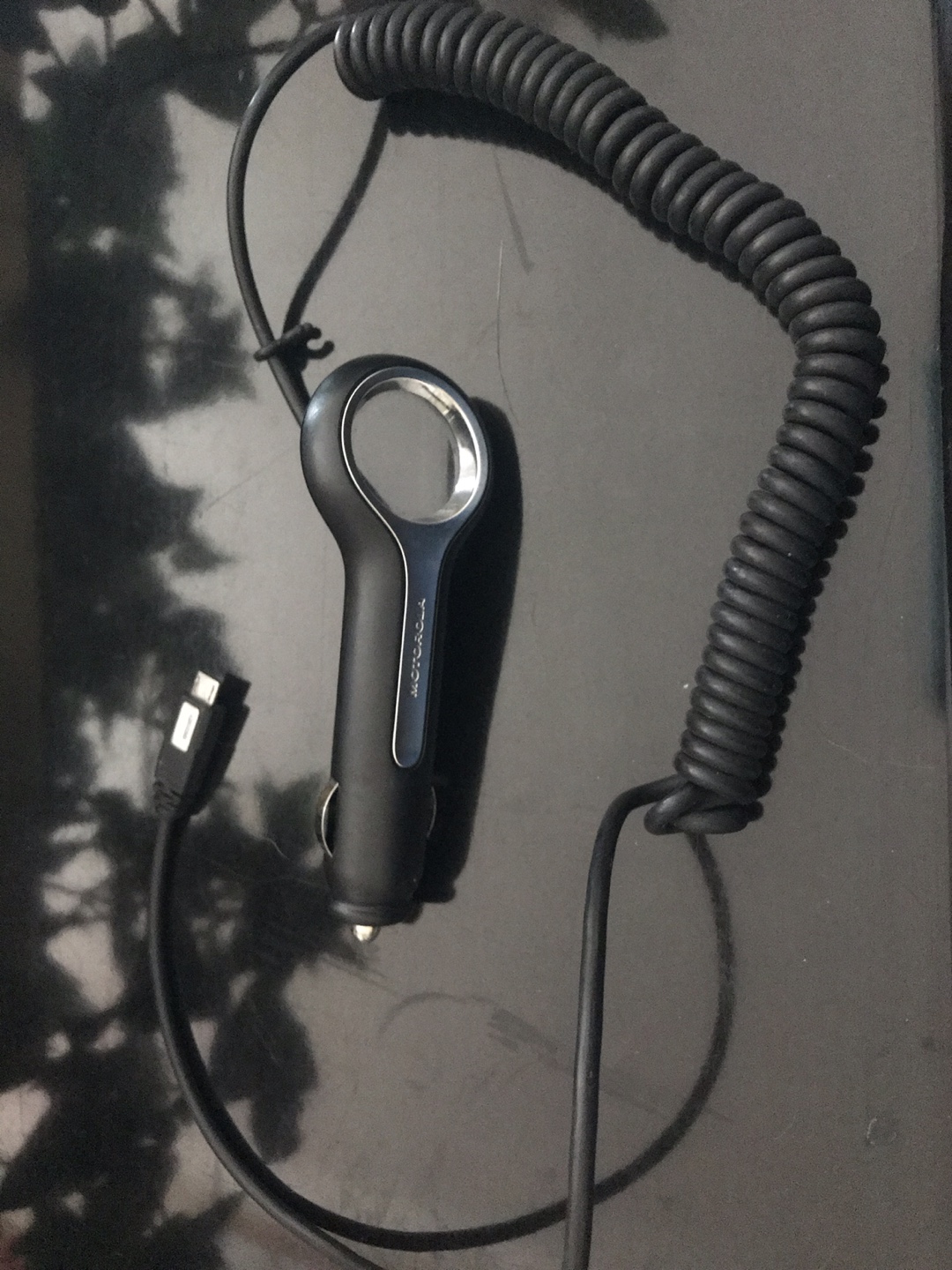 Motorola Car Charger with Coiled Micro-USB Cable