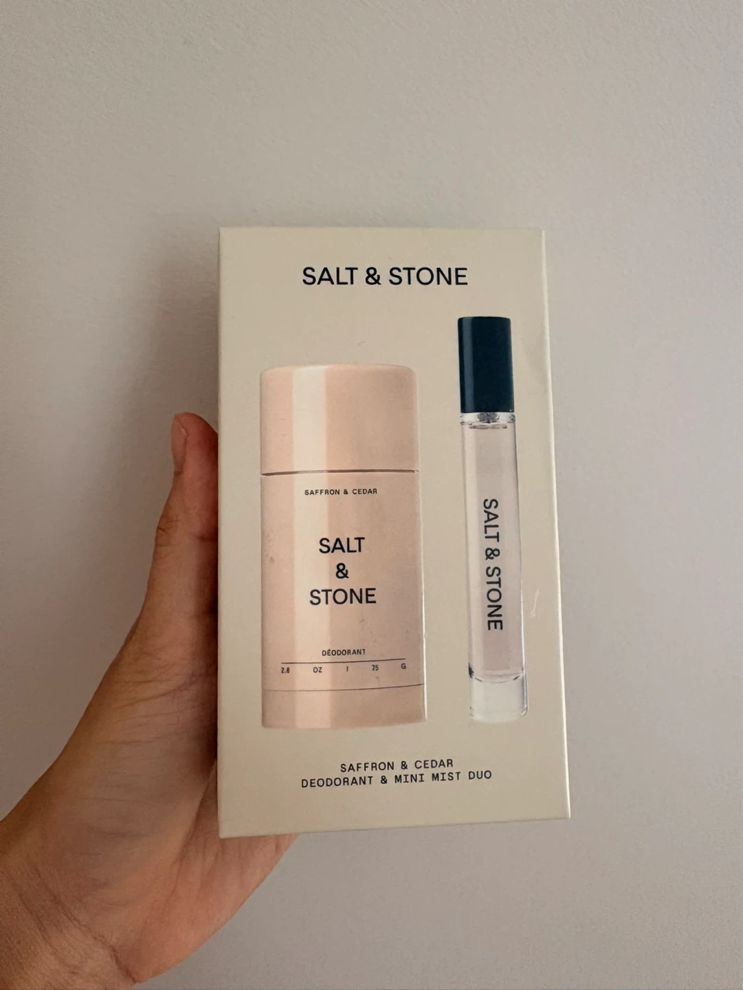 Salt & Stone Saffron & Cedar Deodorant & Mini Mist Duo