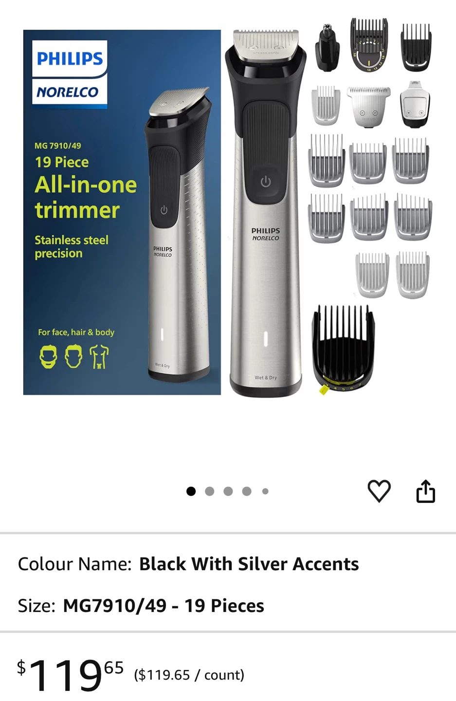 Philips Norelco Multigroom 7000 19-Piece All-in-One Trimmer - photo 2