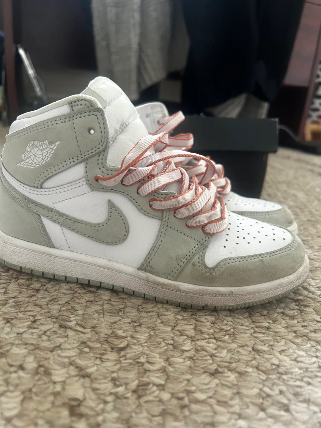 Air Jordan 1 OG Girls Kids Seafoam White Shoes