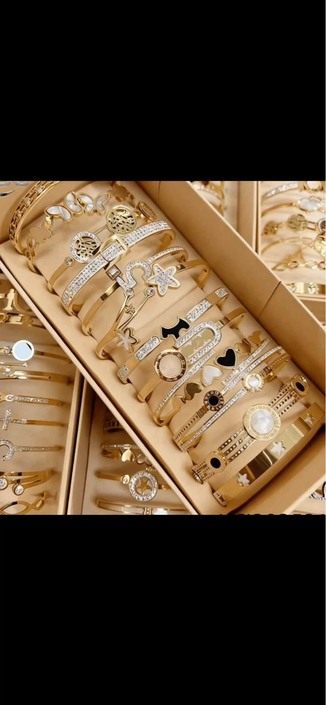 Assorted Gold-Tone Bracelets with Rhinestones and Charms