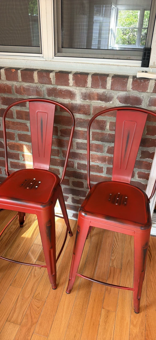 Red Metal Bar Stools Set of 2 - photo 2
