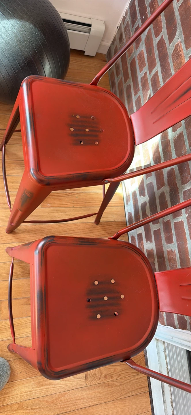 Red Metal Bar Stools Set of 2 - photo 3