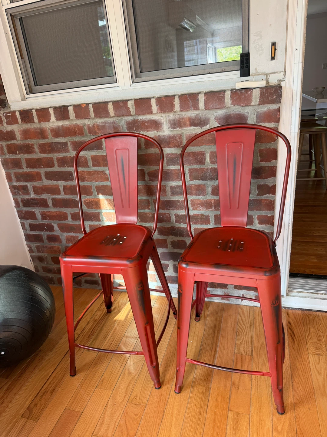 Red Metal Bar Stools Set of 2