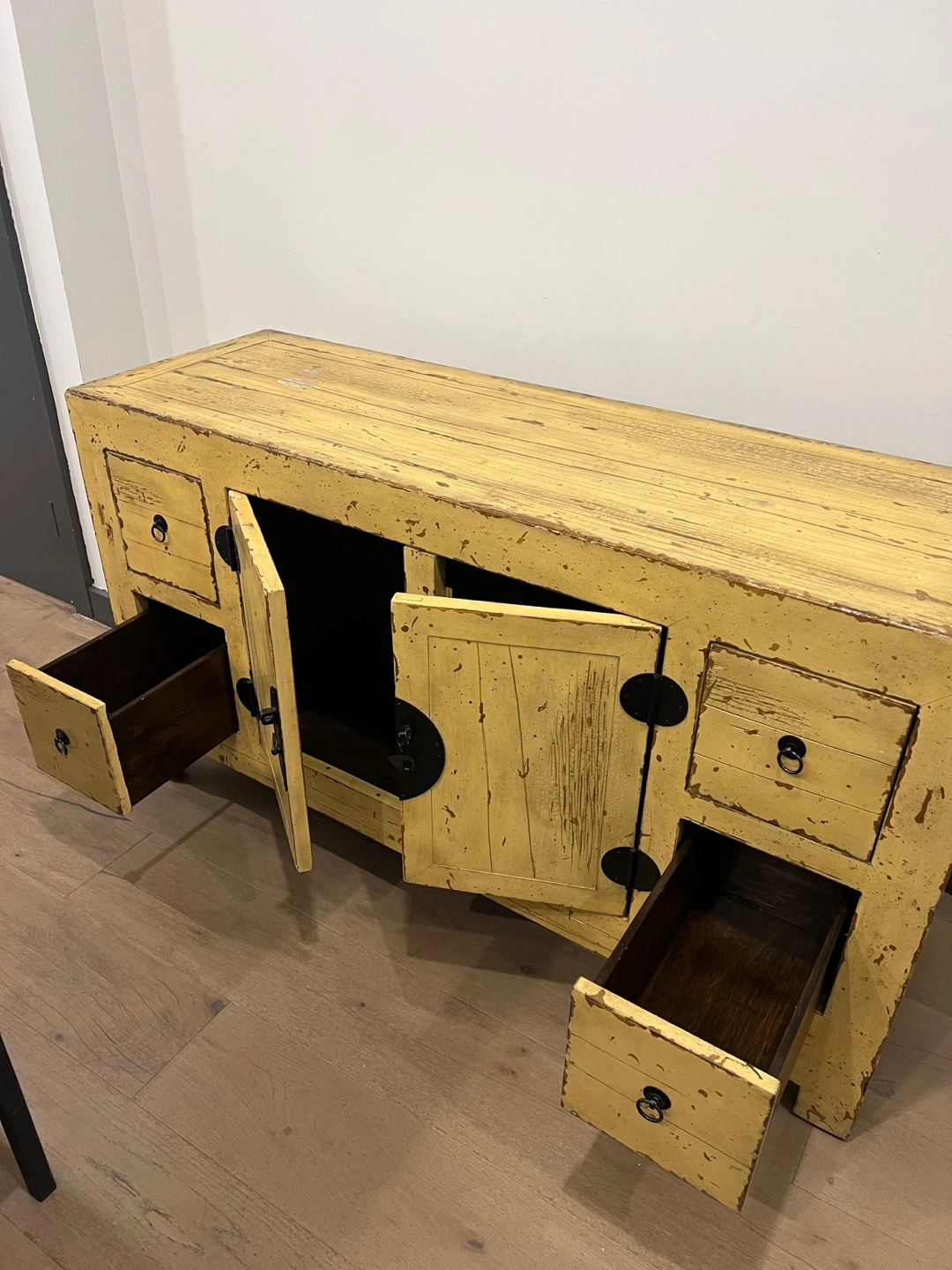Yellow Chinese Style Cabinet with Drawers and Doors - photo 4