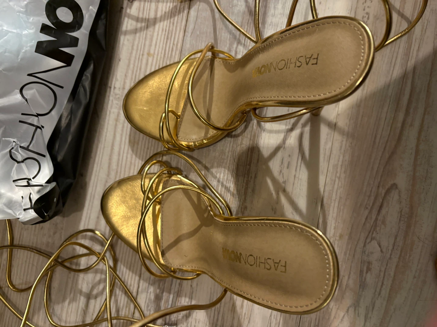 Fashion Nova Gold Strappy Stiletto Heels - photo 2