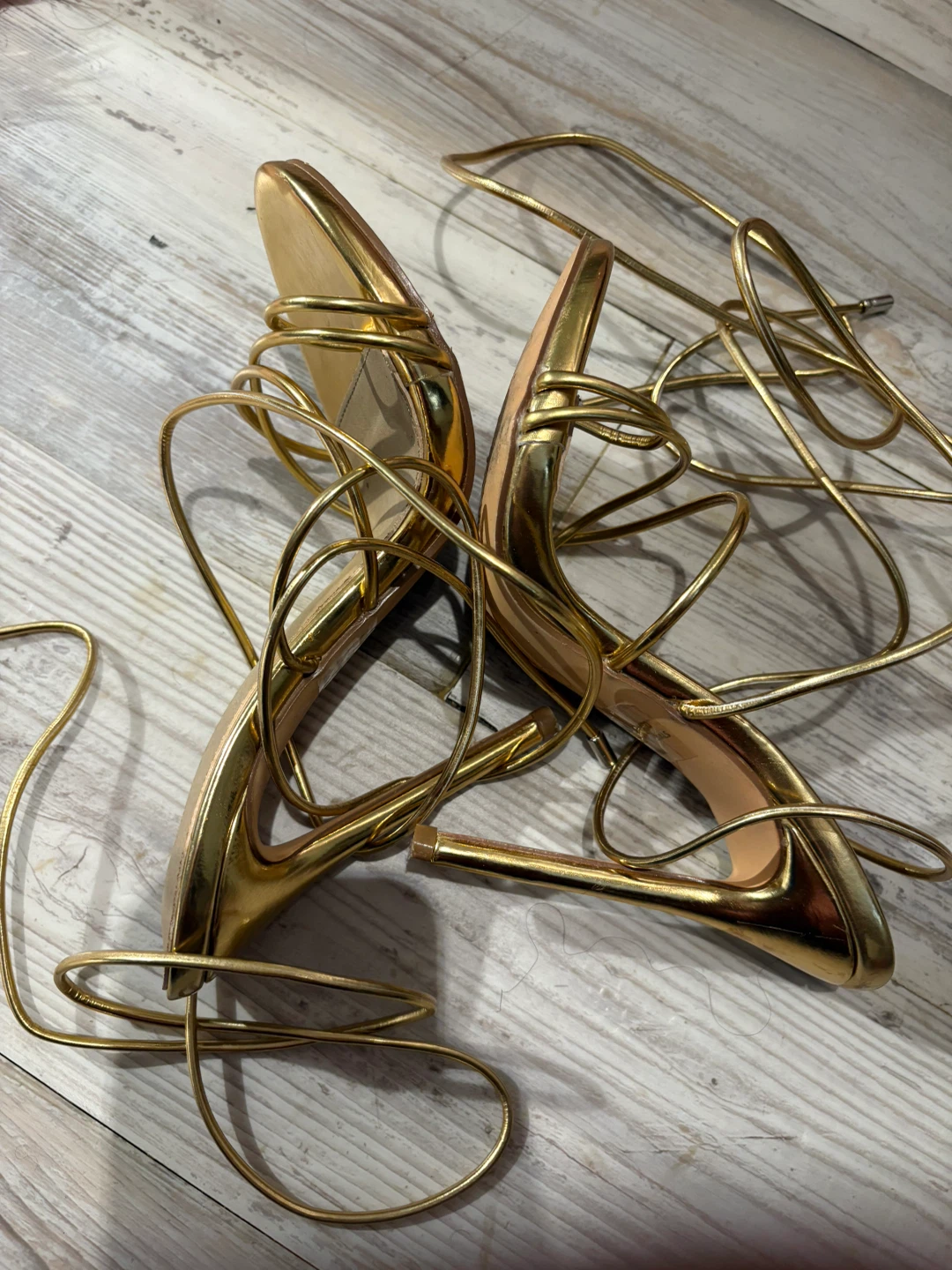 Fashion Nova Gold Strappy Stiletto Heels - photo 3