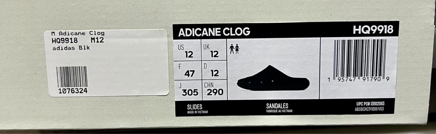 Adidas Adicane Clog HQ9918 Black Men's Size 12
