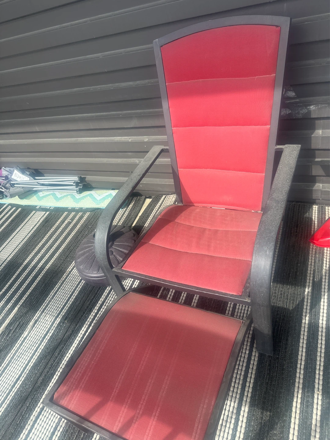Red Outdoor Lounge Chair with Ottoman - photo 2