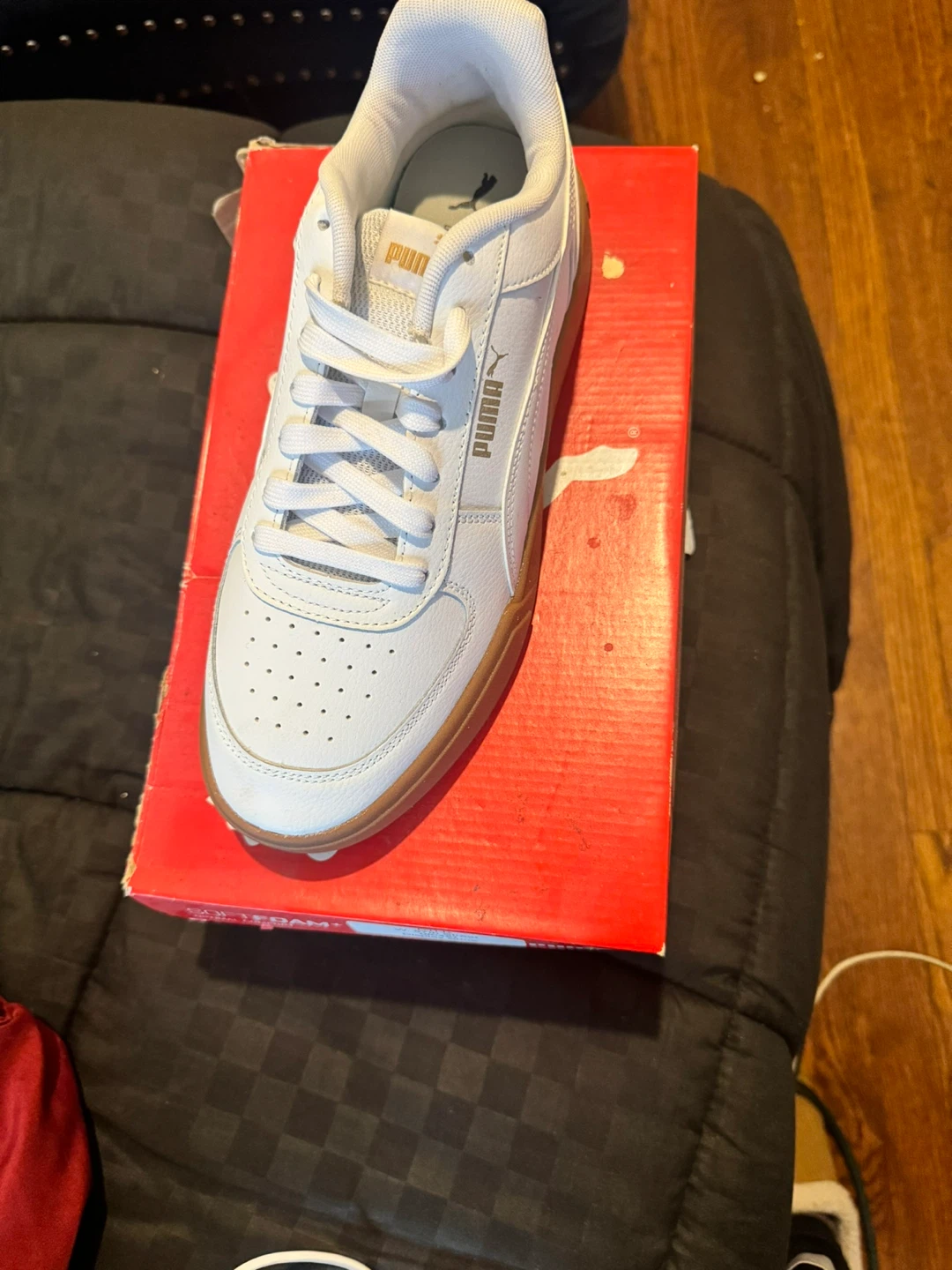 Puma Men's Caven White/Team Gold-Gum Sneakers Size 10 - photo 3