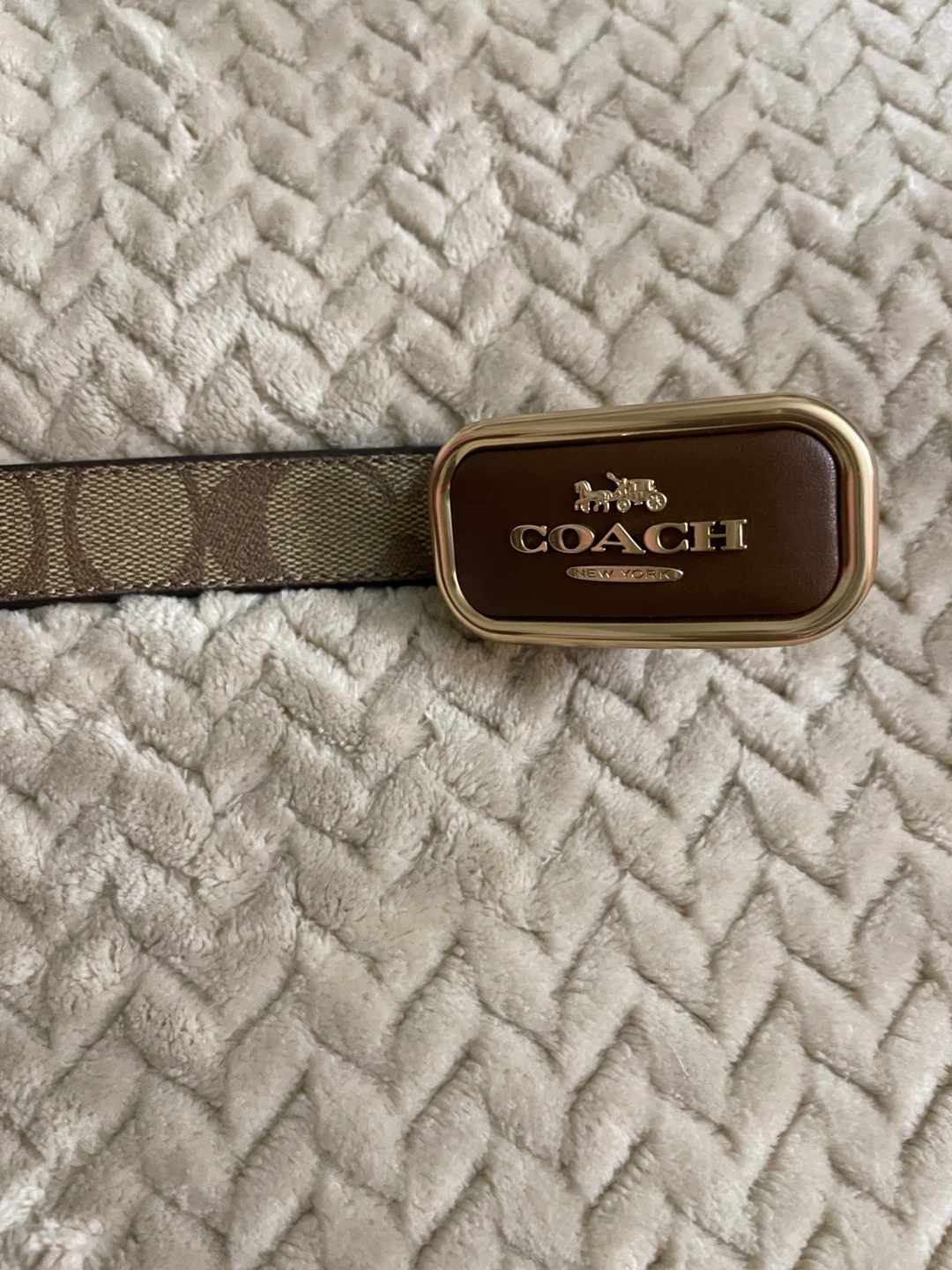 COACH Brown Monogram Belt with Gold Buckle - photo 3