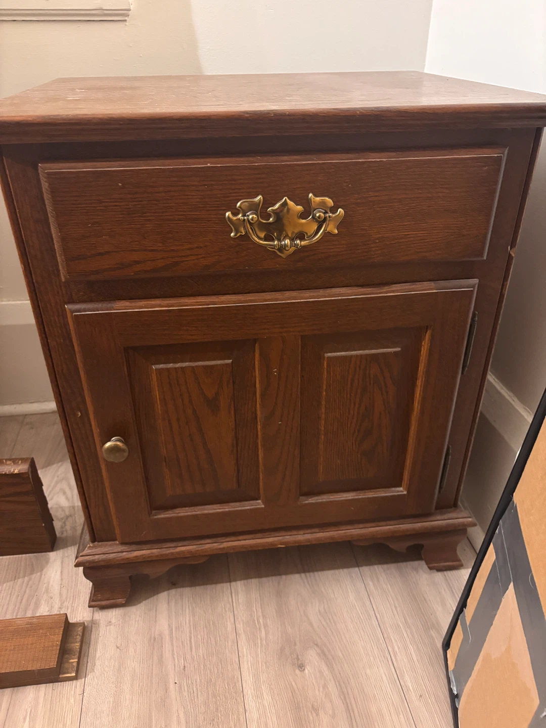 Wooden Nightstand and matching queen bed frame - photo 3