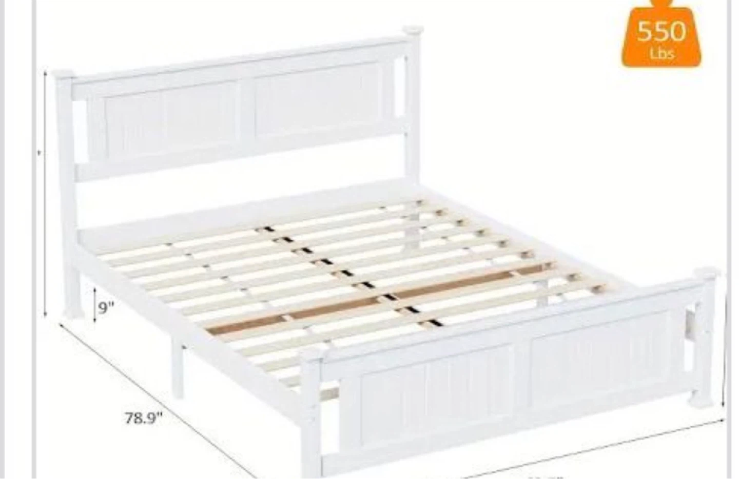 White Wooden Bed Frame with Headboard and Footboard - photo 2