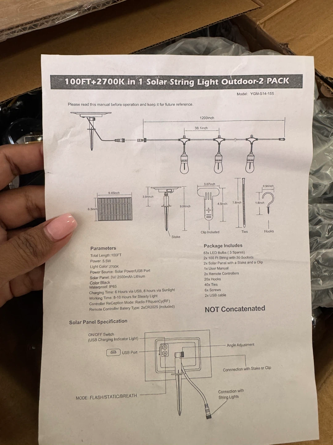 Fantik S14 Solar String Lights - 100ft, 2700K Warm White, 2 Pack - photo 3