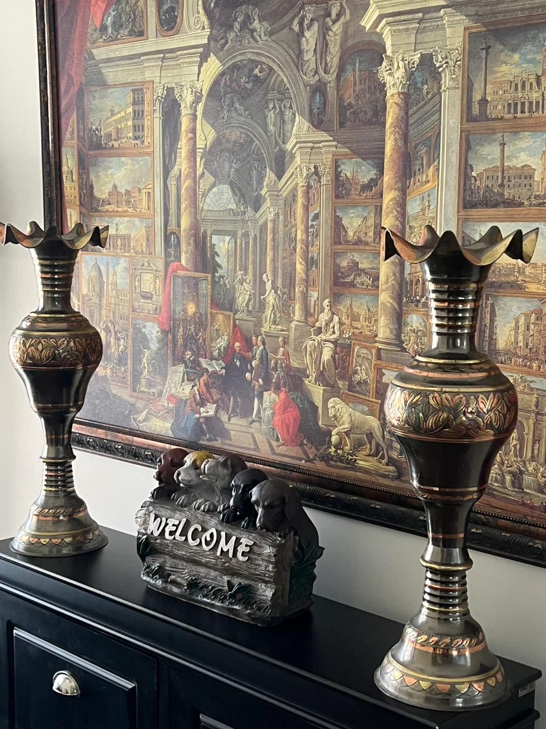 Price for each. Vintage Brass Decorative Vase Set