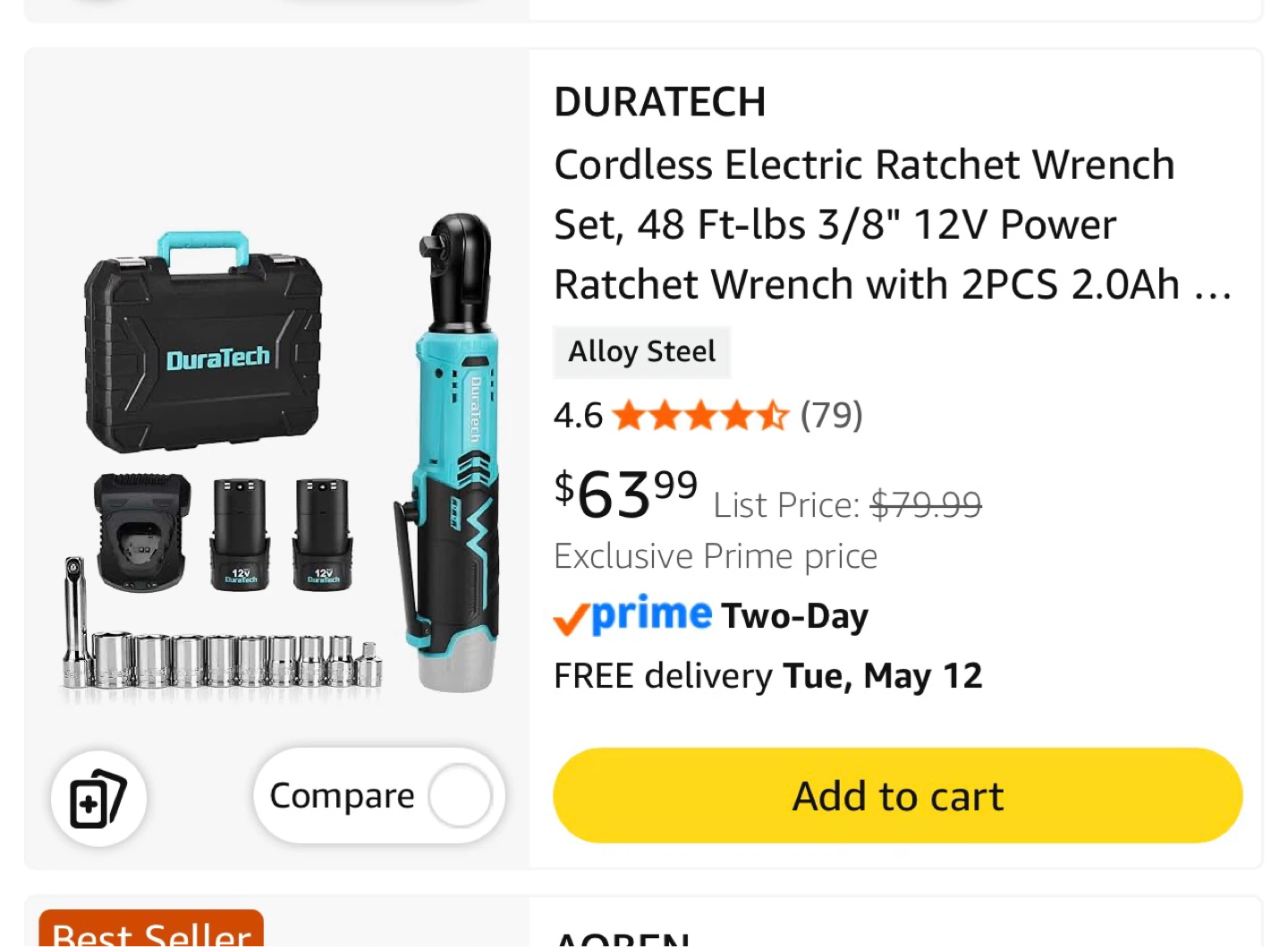 DURATECH Cordless Electric Ratchet Wrench Set - photo 2