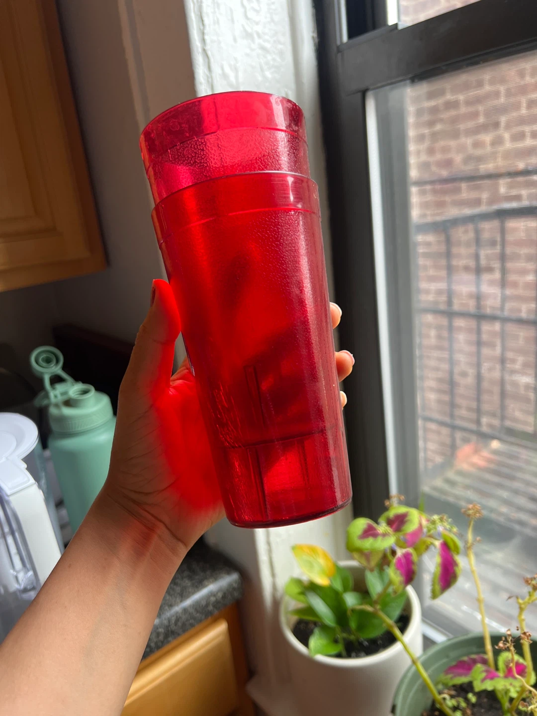 Set of 2 Red Plastic Tumblers