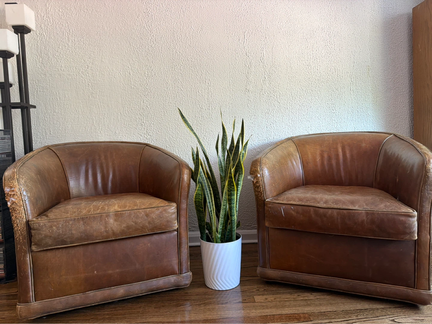 2 Authentic Brown Leather Club Chair