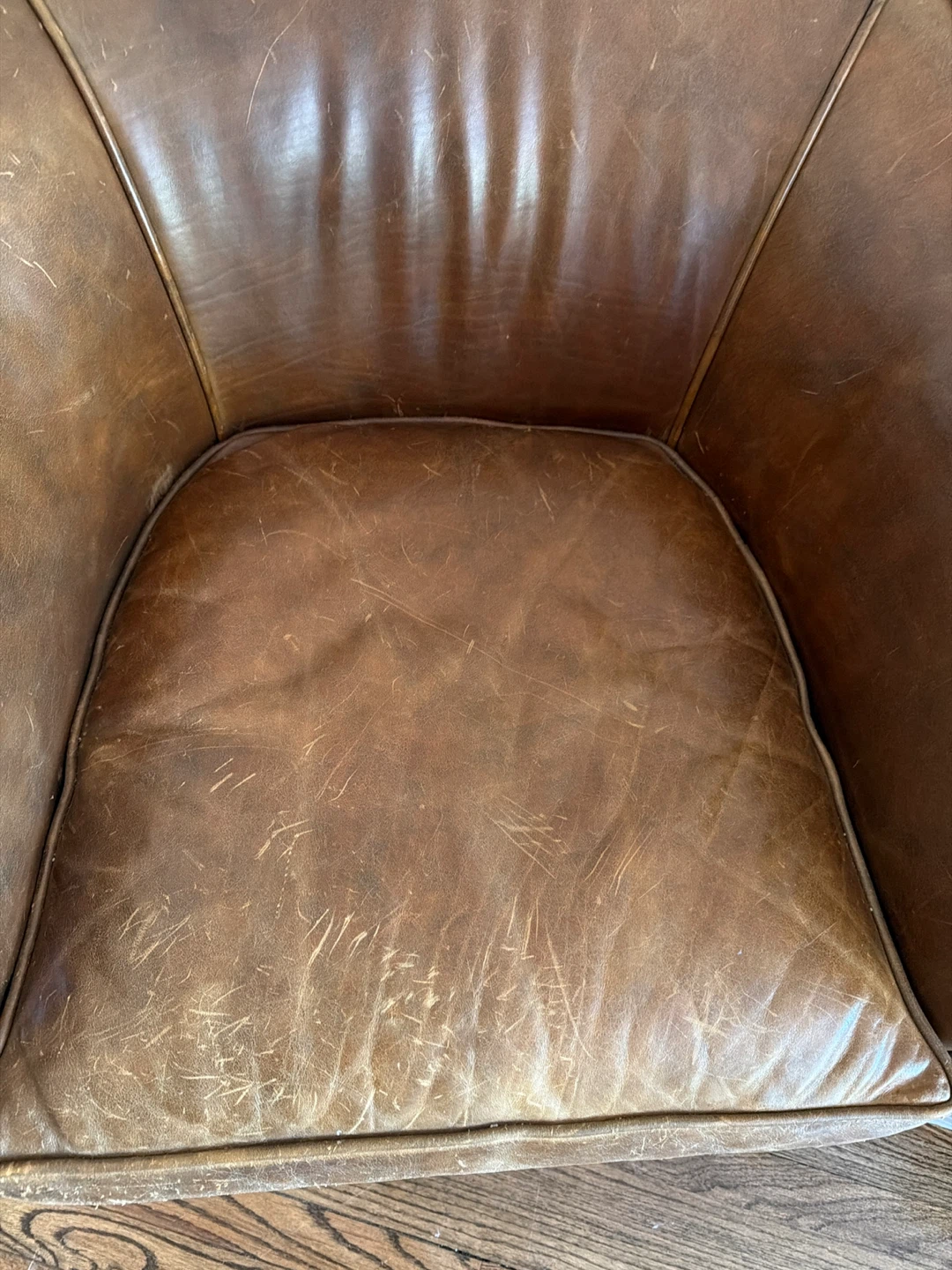 2 Authentic Brown Leather Club Chair - photo 5