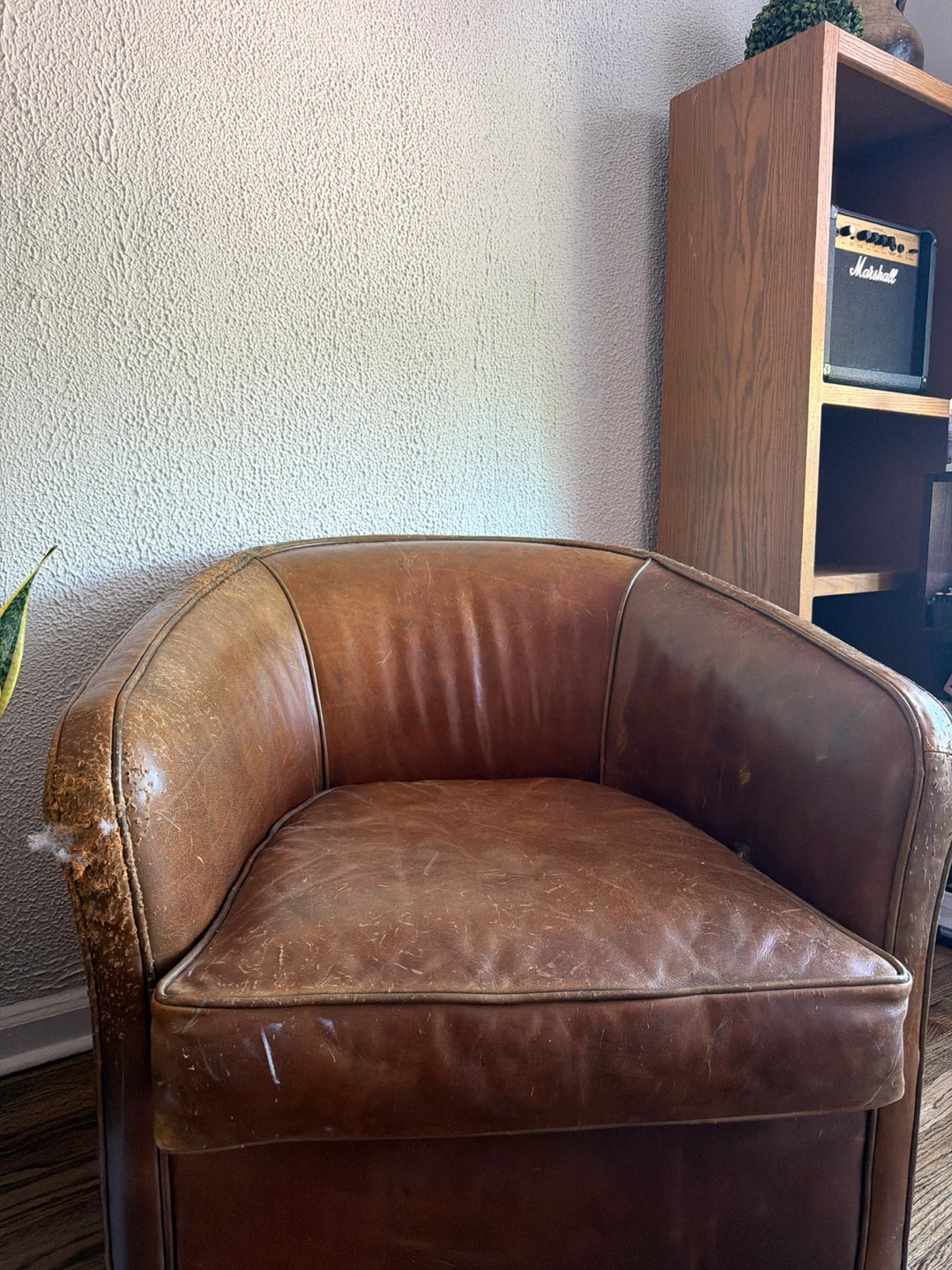 2 Authentic Brown Leather Club Chair - photo 3
