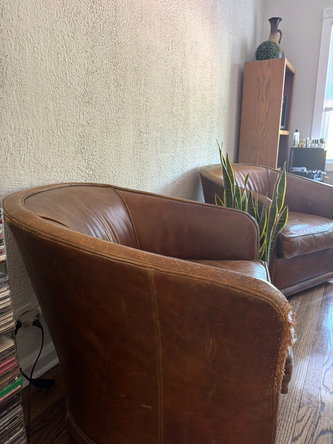2 Authentic Brown Leather Club Chair - photo 4