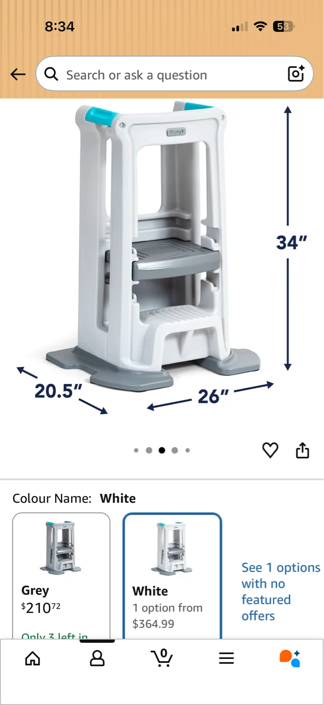Simplay3 Toddler Tower Montessori Standing Step Stool - White