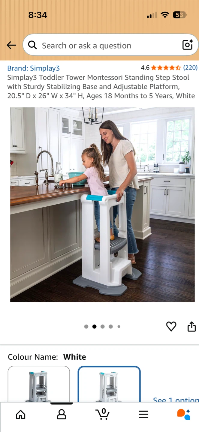 Simplay3 Toddler Tower Montessori Standing Step Stool - White - photo 2