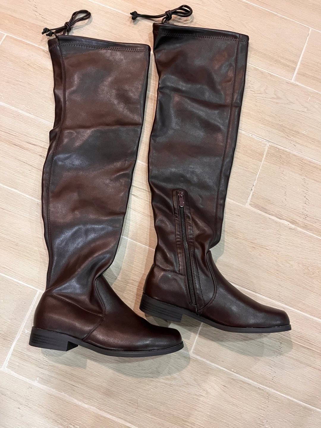 NEW — Size 7.5 Dream Pairs Over the Knee Boots Brown Flat Heels