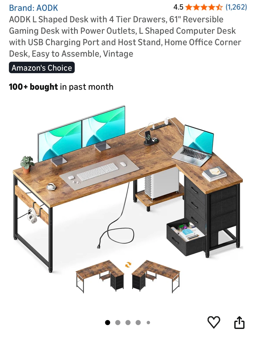 Like New 61" L-Shaped Desk - photo 4