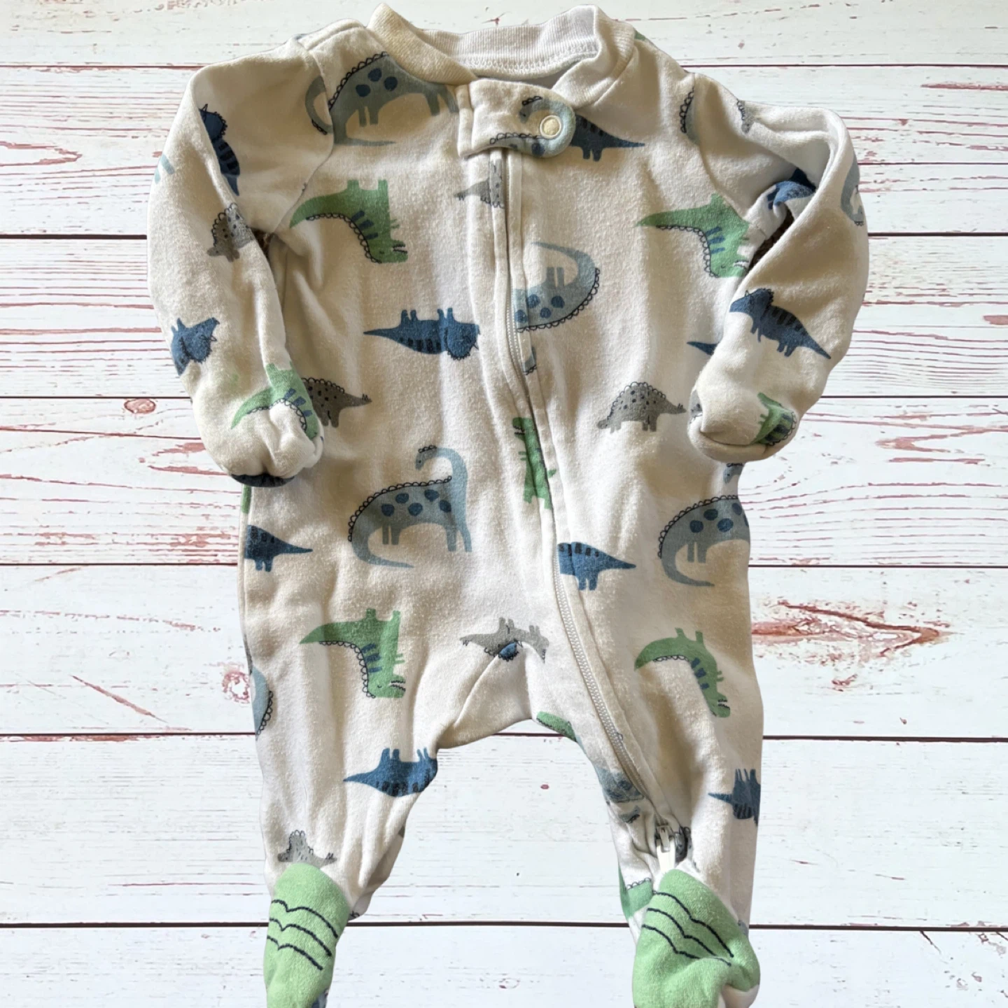 3 Baby Footie Pajamas - Dinosaur Print - photo 3