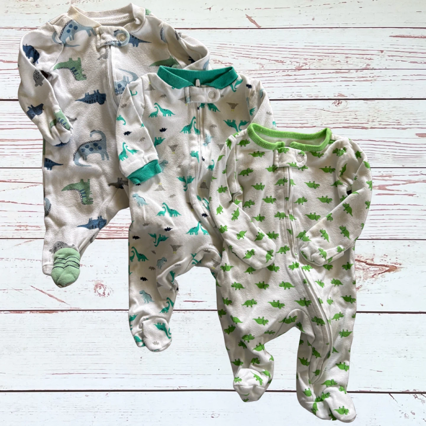 3 Baby Footie Pajamas - Dinosaur Print