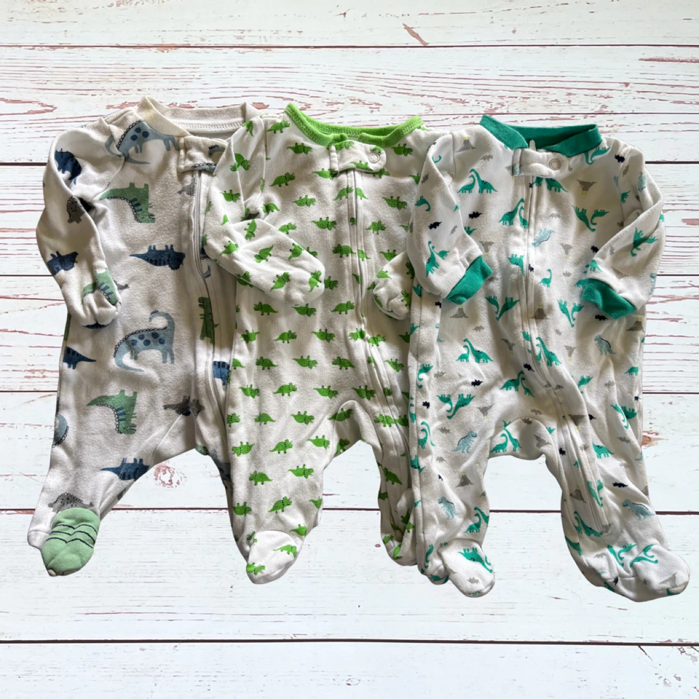 3 Baby Footie Pajamas - Dinosaur Print - photo 2