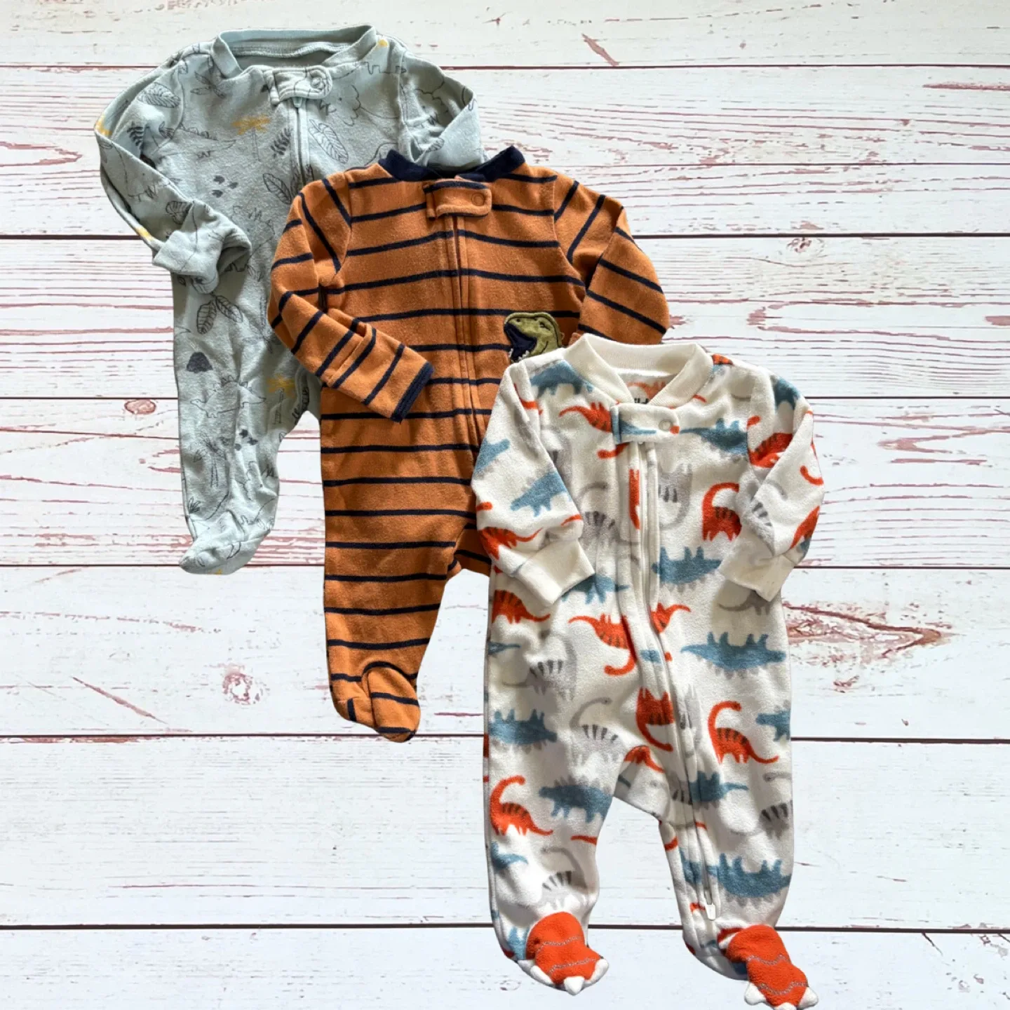 3 pc. Newborn Dinosaur Footie Pajama Bundle
