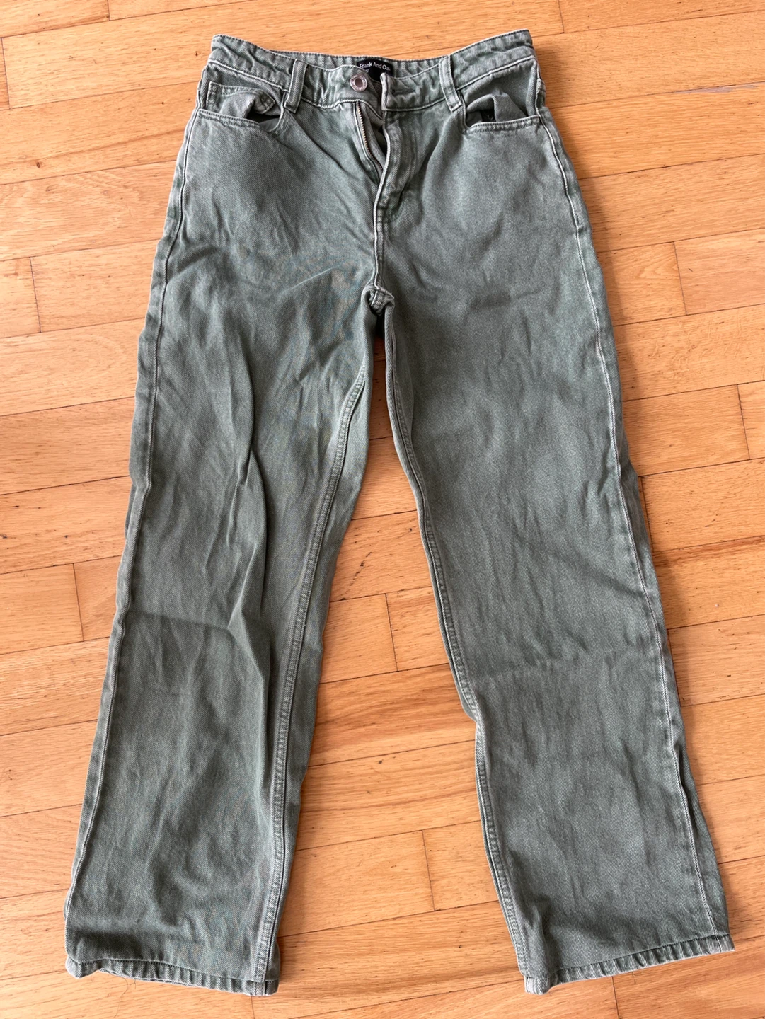 Frank And Oak Courtney loose fit Green Cotton Jeans Size 25