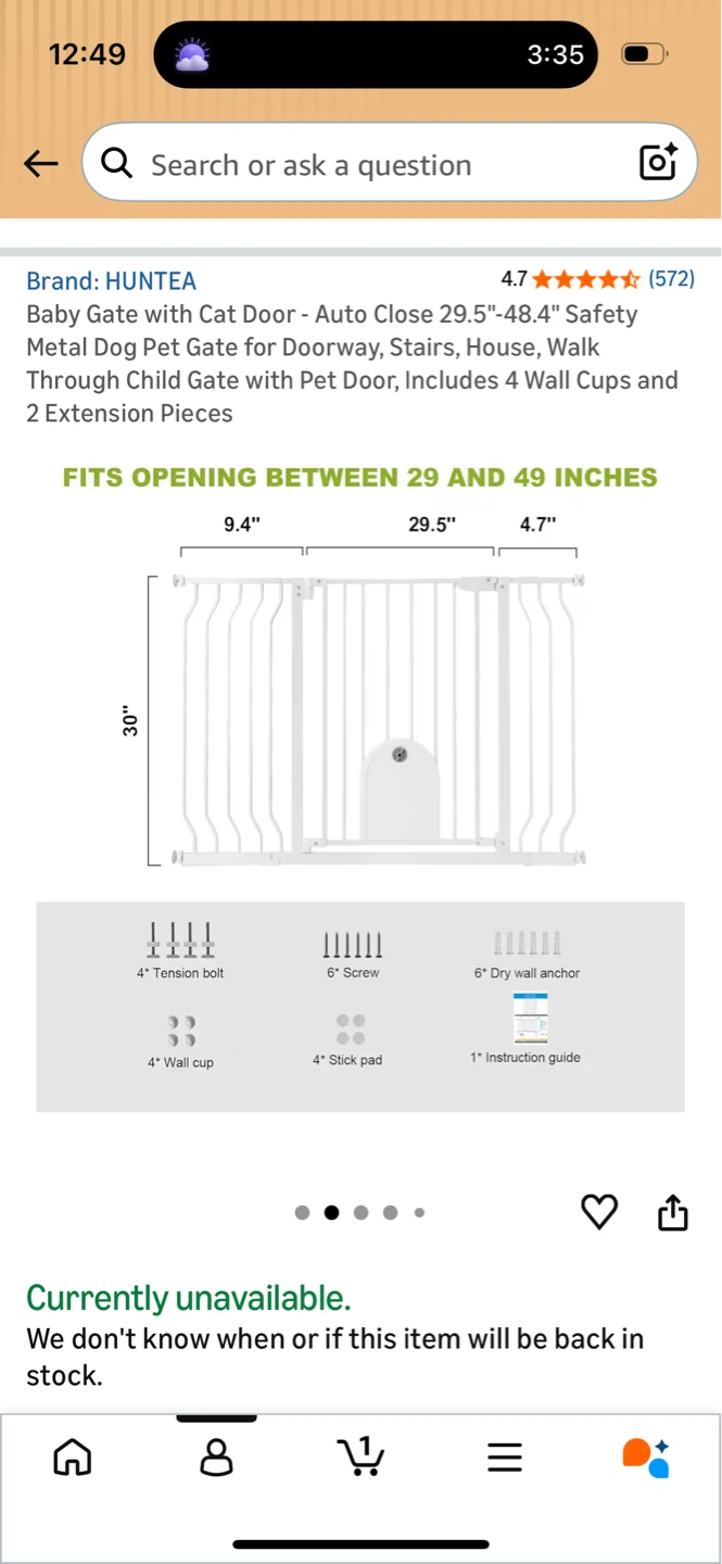 HUNTEA Baby Gate with Pet Door - photo 2