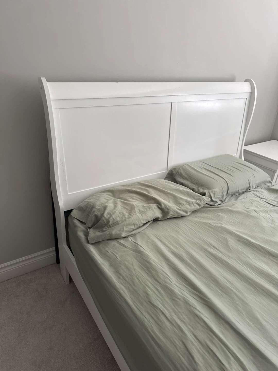 White Wooden Sleigh Bed Frame - photo 2