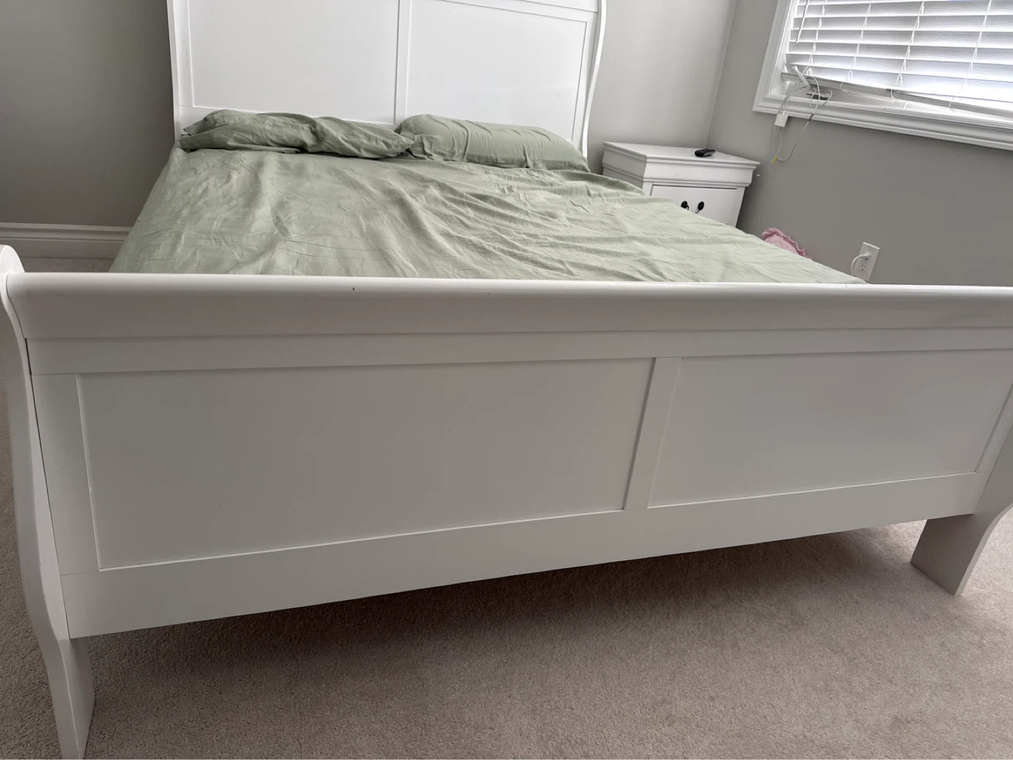White Wooden Sleigh Bed Frame - photo 3