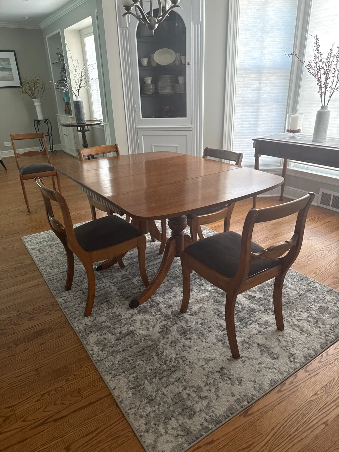 Wooden Drop Leaf Dining Table Set 6Chairs - photo 5