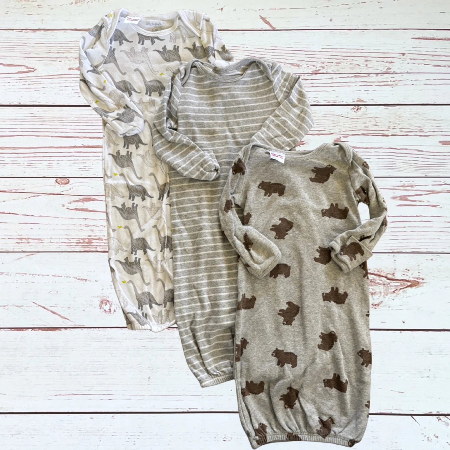 Simple Joys Newborn Long Sleeve Sleep Gown 3Pc Bundle