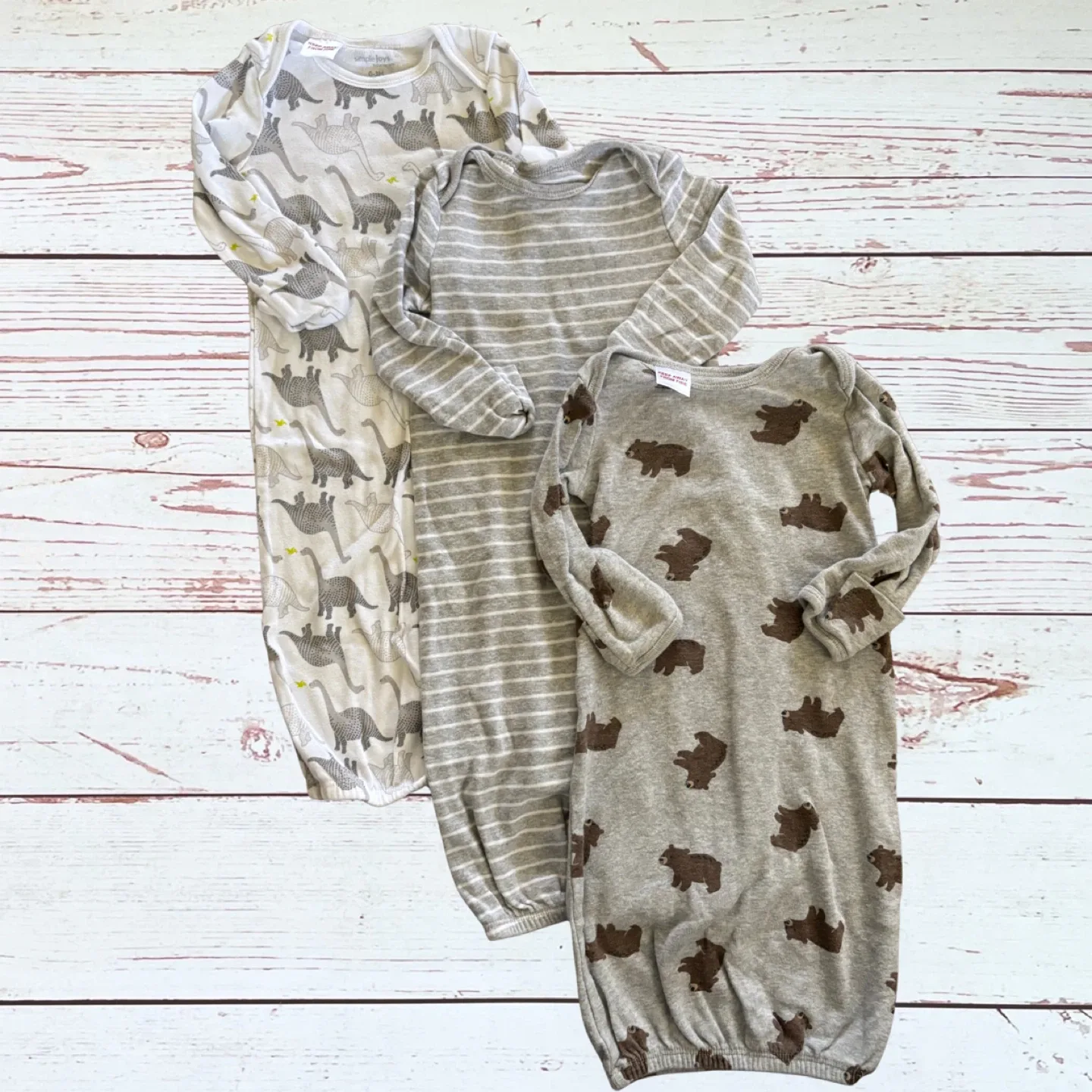 Simple Joys Newborn Long Sleeve Sleep Gown 3Pc Bundle