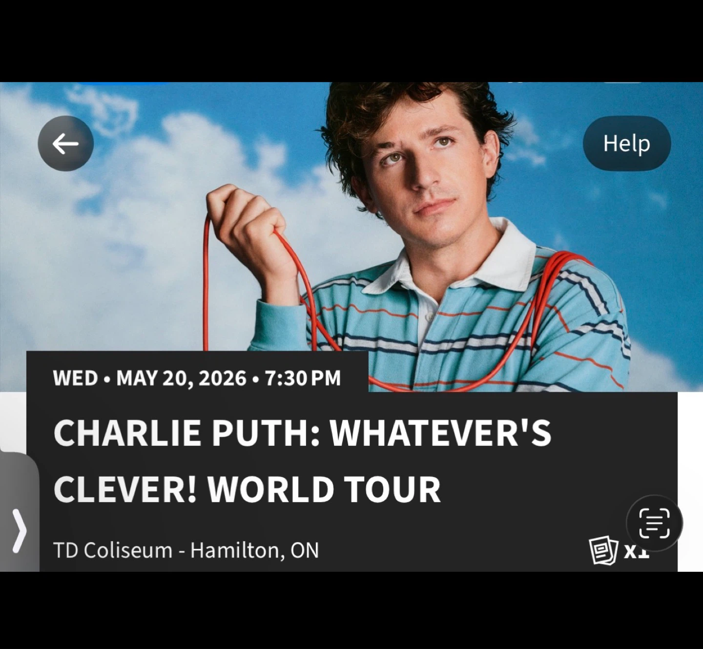Charlie Puth: Whatever's Clever! World Tour Ticket