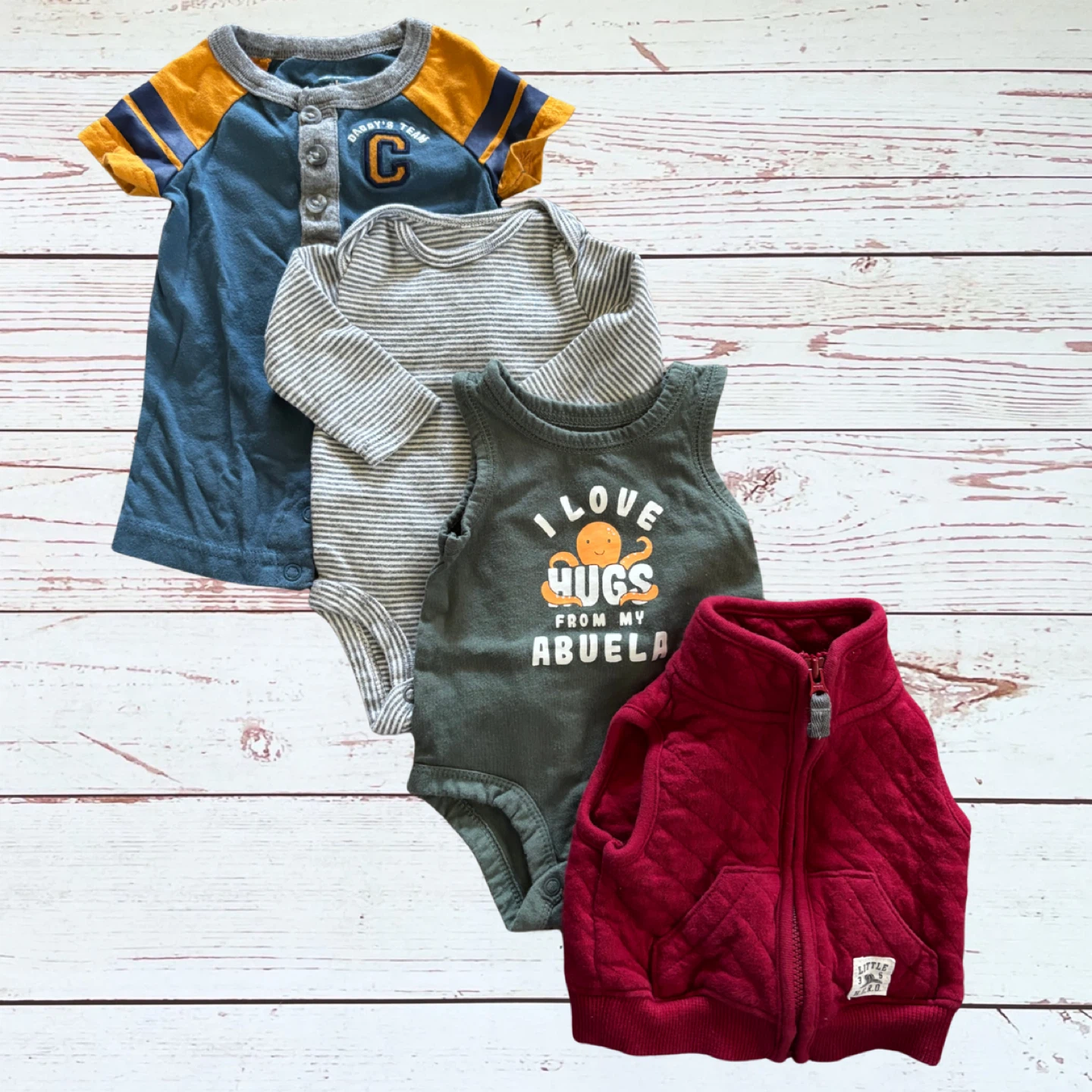Carter's Newborn 4 PC Clothing Bodysuit & Romper Bundle